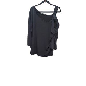 Collen Lopez Black Geometric Smocked Convertible Top Size 2xl